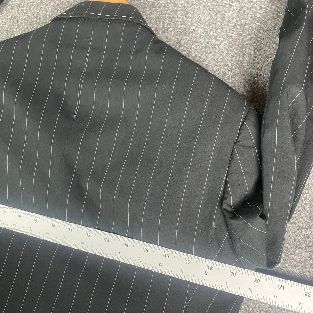 7 Diamonds Mens Blazer S Black Pinstripe‎ Clapton Pink Lining Contrast Stitch
